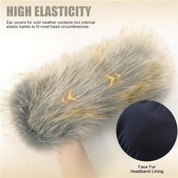 Faux Fur Headband for Women Silver - Picture 3 of 6